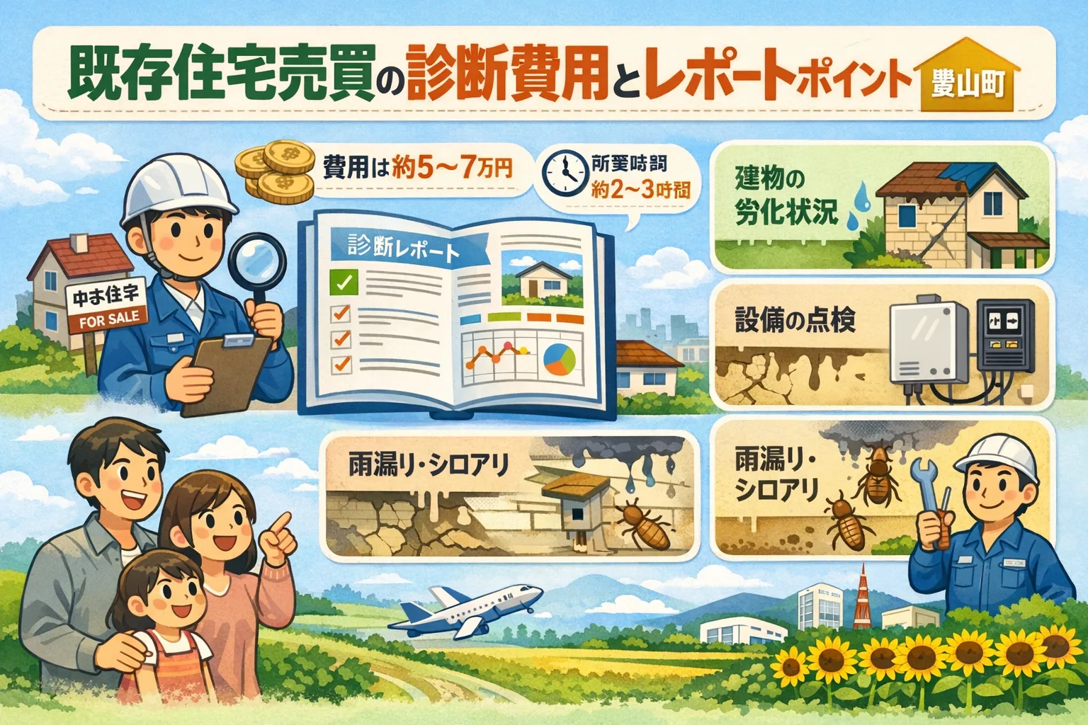 豊山町既存住宅売買の診断費用とレポートポイント